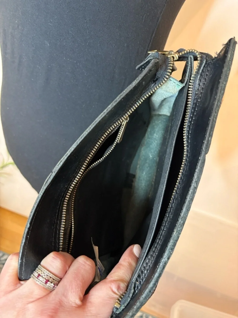 Black Leather Shoulder Bag | Vintage Korea